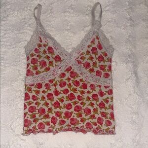 Only Hearts Pink Floral Lace Trim Cami